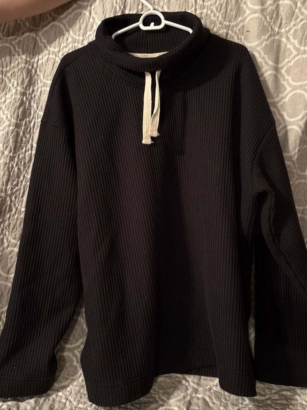 L.L.Bean Women's Size 2X Birchwood Brushed Waffle Funnelneck Pullover Black